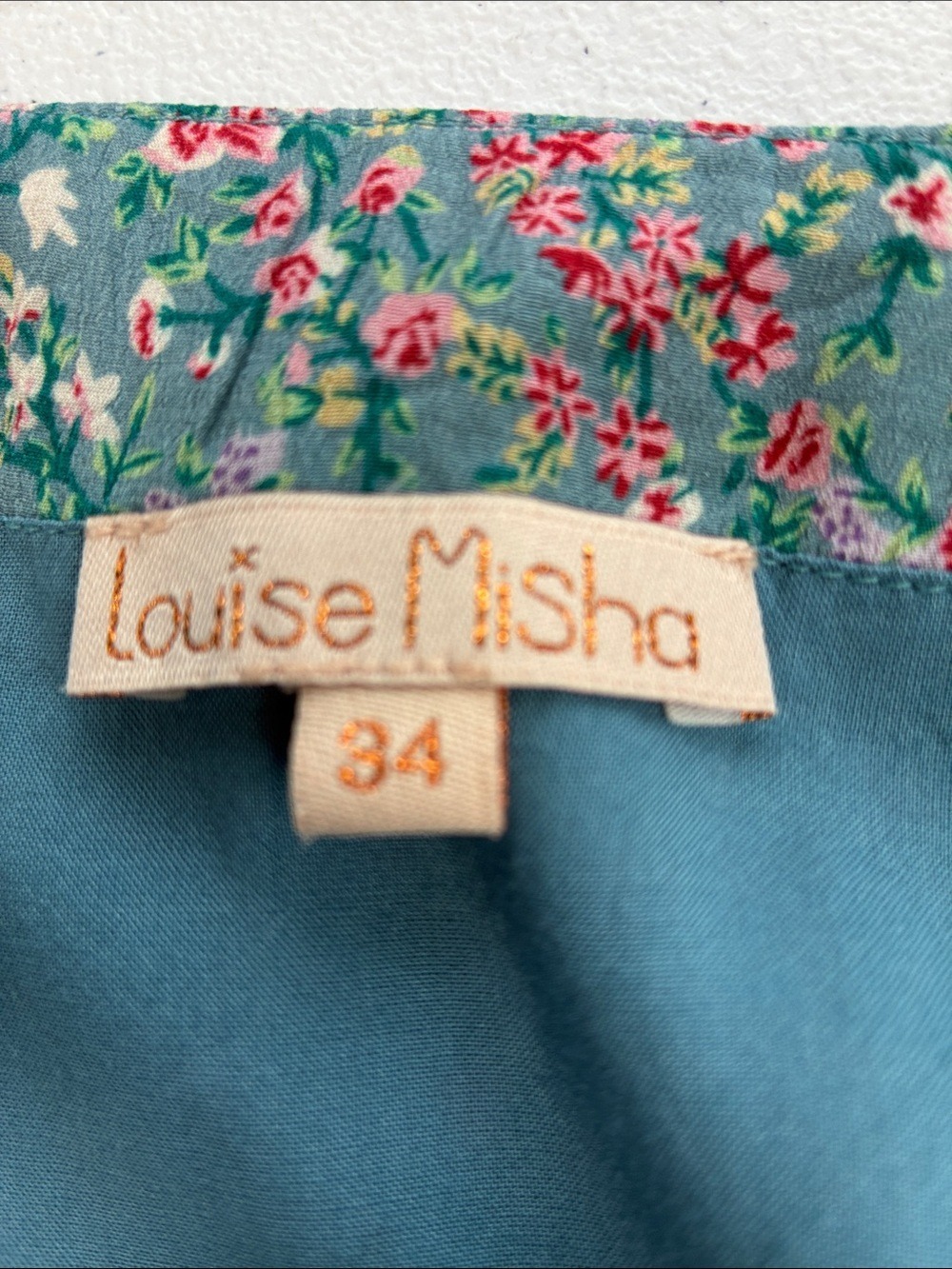 Louise Misha Sandhya Wrap Maxi Dress Almond Bohemian Hindi Blue Floral 2 - Picture 7 of 9